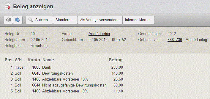 Buchen von geschäftlichen Bewirtungskosten mit Collmex Buchen von geschäftlichen Bewirtungskosten mit Collmex