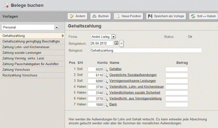 Buchen einer Gehaltszahlung mit Collmex Buchen einer Gehaltszahlung mit Collmex