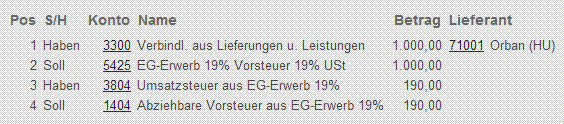 Buchen von Verbindlichkeiten gegenüber Lieferanten im übrigen Gemeinschaftsgebiet mit Collmex