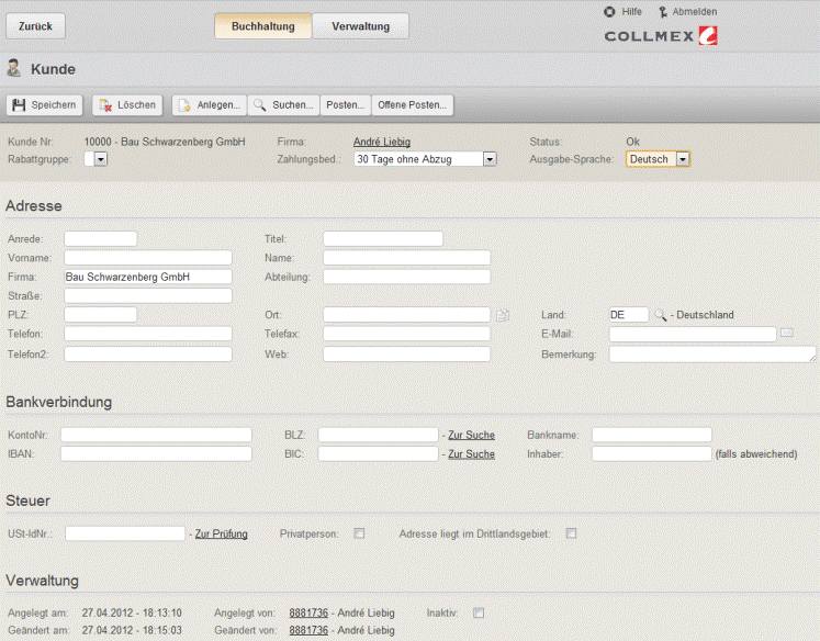 Collmex - Kunden anlegen und bearbeiten Collmex - Kunden anlegen und bearbeiten