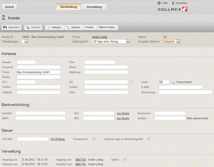 Collmex - Kunden anlegen und bearbeiten