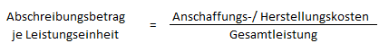 Abschreibungsbetrag je Leistungseinheit Abschreibungsbetrag je Leistungseinheit