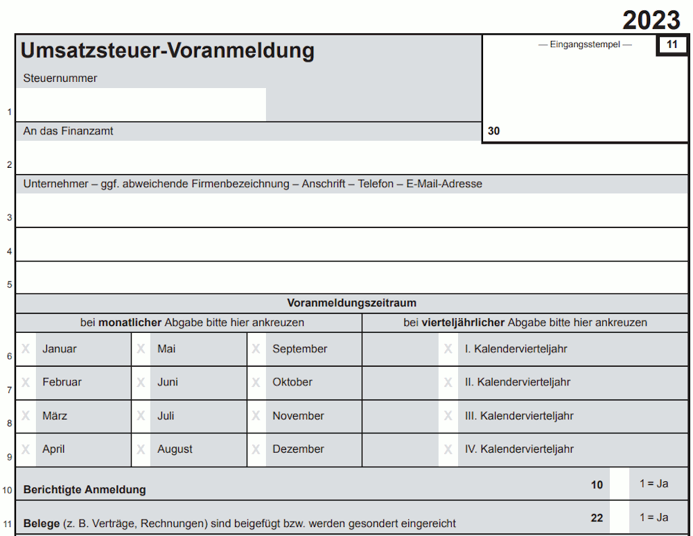 Umsatzsteuer-Voranmeldung 2023 Umsatzsteuer-Voranmeldung 2023